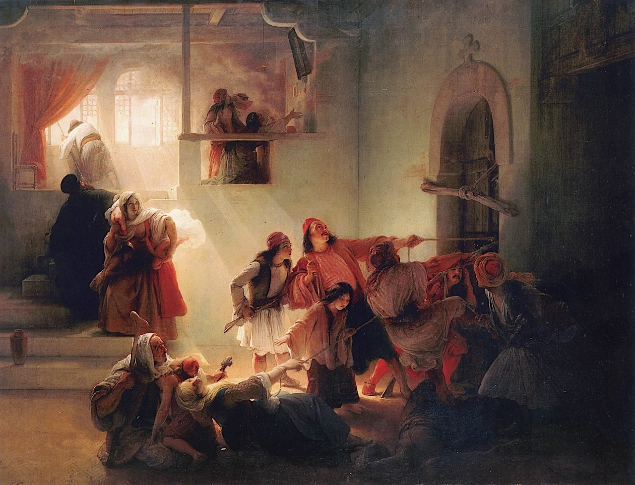 Una scena della strage di Patrasso avvenuta nell'aprile del 1822